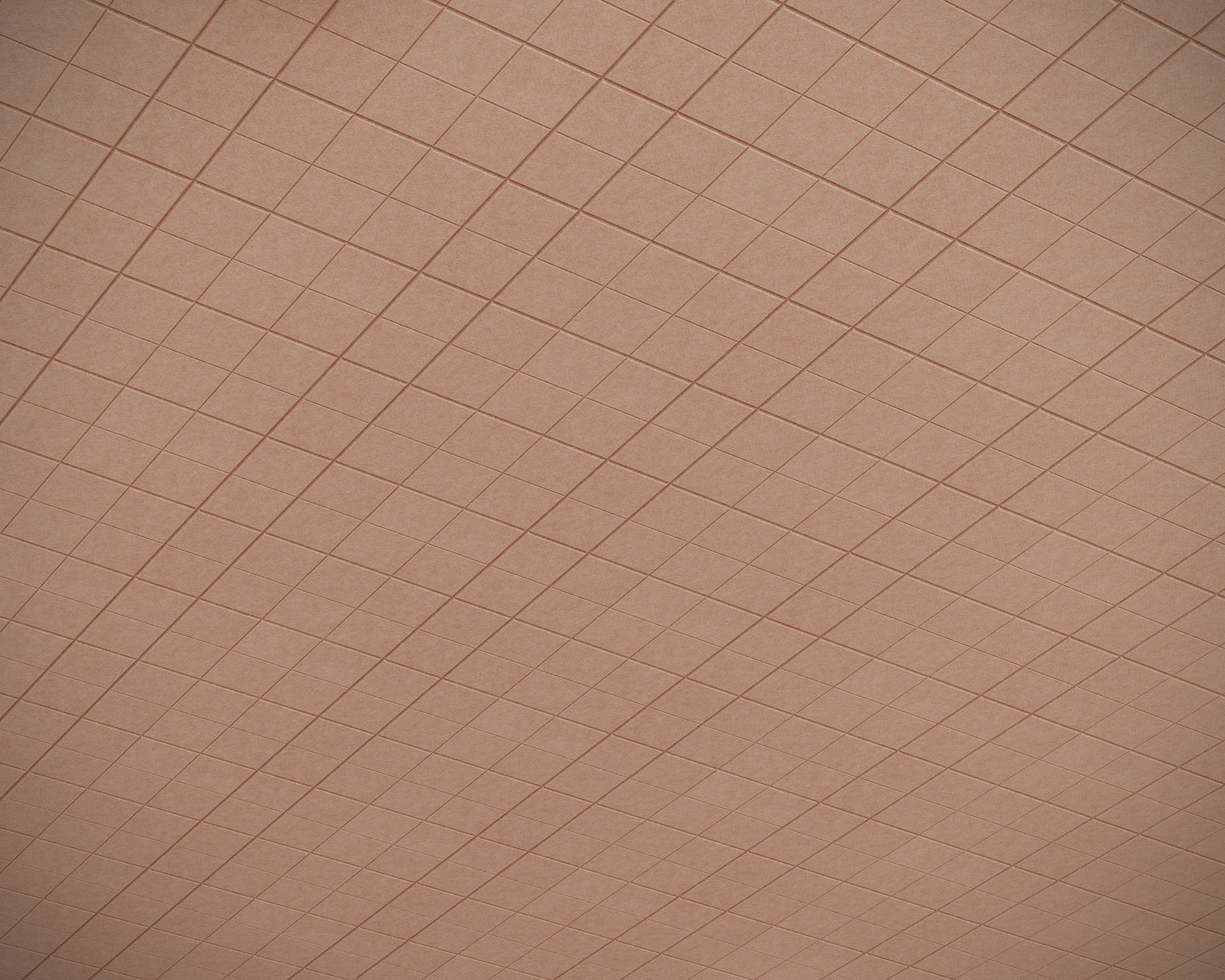 A geometric acoustic felt pattern of interlocking diamond shapes with a grid-like design creates a textured, orange surface reminiscent of patchwork.